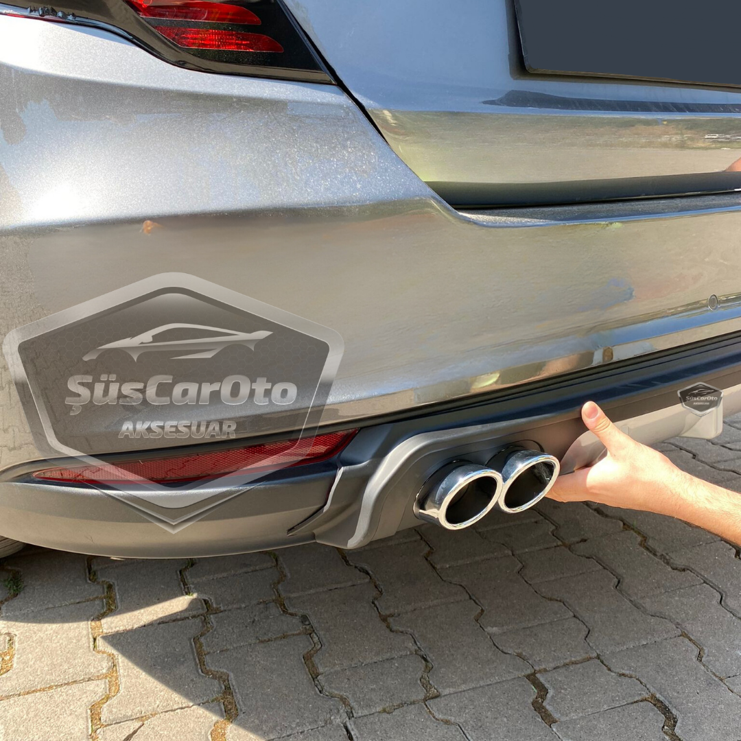 Fiat Egea Sedan 2015 en adelante Difusor Trasero Negro Específico para Vehículo con 4 Salidas de Escape Cromadas Extensión de Parachoques Trasero Importado de 1ª Calidad