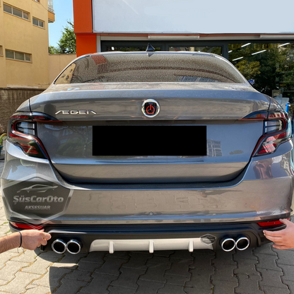 Fiat Egea Sedan 2015 en adelante Difusor Trasero Negro Específico para Vehículo con 4 Salidas de Escape Cromadas Extensión de Parachoques Trasero Importado de 1ª Calidad