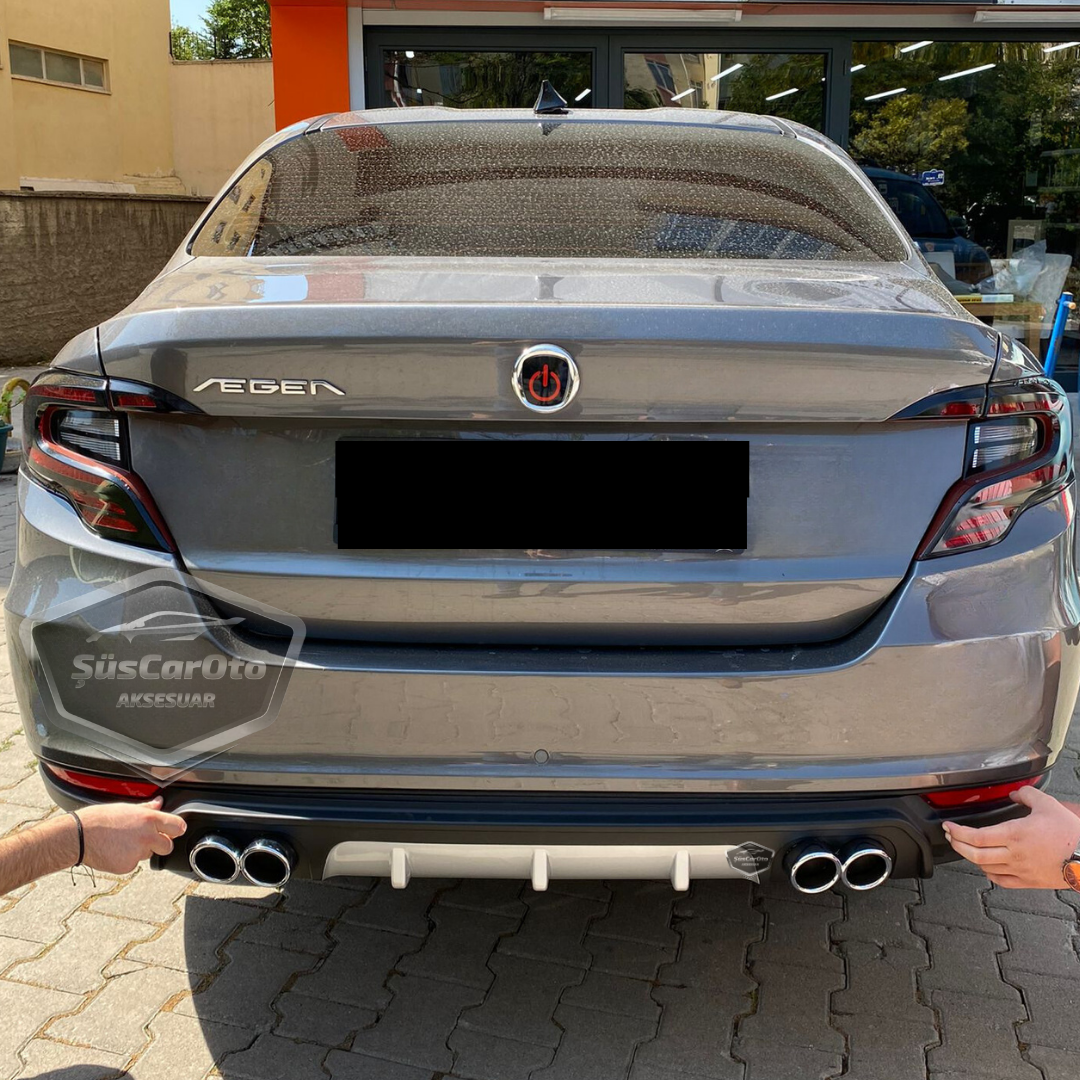 Fiat Egea Sedan 2015 en adelante Difusor Trasero Negro Específico para Vehículo con 4 Salidas de Escape Cromadas Extensión de Parachoques Trasero Importado de 1ª Calidad