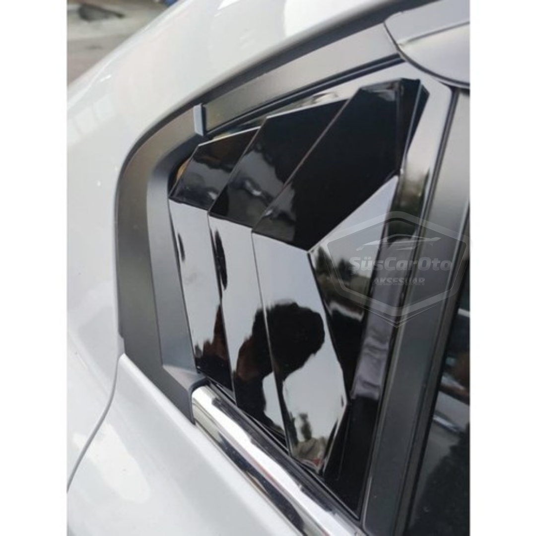 Fiat Egea Sedan 2015 en adelante, rejilla de ventana de mariposa, visera de ventana de mariposa, ventilación, par derecho e izquierdo, negro brillante NKT670