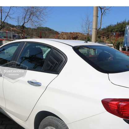 Fiat Egea Sedan 2015 en adelante, rejilla de ventana de mariposa, visera de ventana de mariposa, ventilación, par derecho e izquierdo, negro brillante NKT670