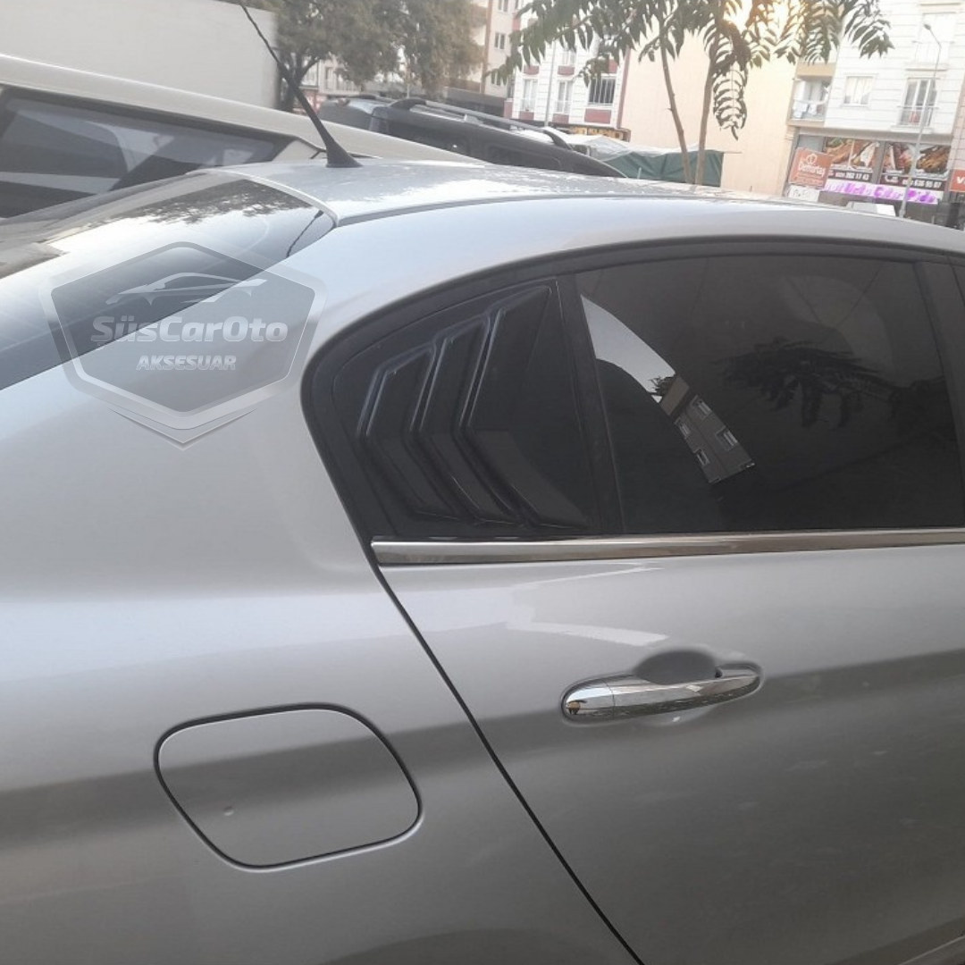 Fiat Egea Sedan 2015 en adelante, rejilla de ventana de mariposa, visera de ventana de mariposa, ventilación, par derecho e izquierdo, negro brillante NKT670