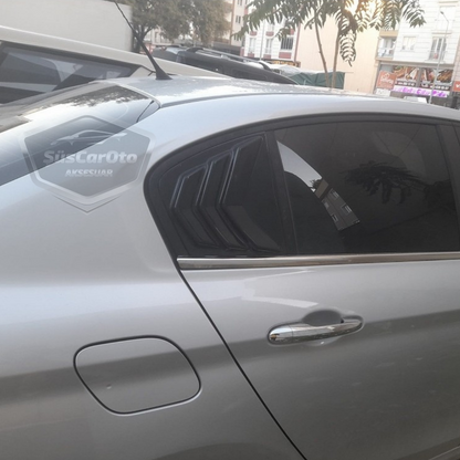 Fiat Egea Sedan 2015 en adelante, rejilla de ventana de mariposa, visera de ventana de mariposa, ventilación, par derecho e izquierdo, negro brillante NKT670