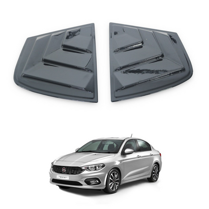 Fiat Egea Sedan 2015 en adelante, rejilla de ventana de mariposa, visera de ventana de mariposa, ventilación, par derecho e izquierdo, negro brillante NKT670