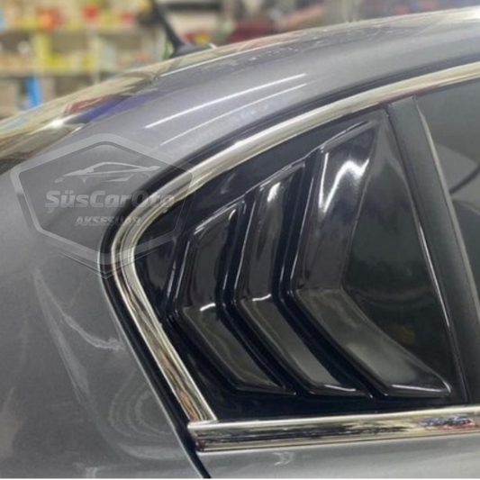 Fiat Egea Sedan 2015 en adelante, rejilla de ventana de mariposa, visera de ventana de mariposa, ventilación, par derecho e izquierdo, negro brillante NKT670