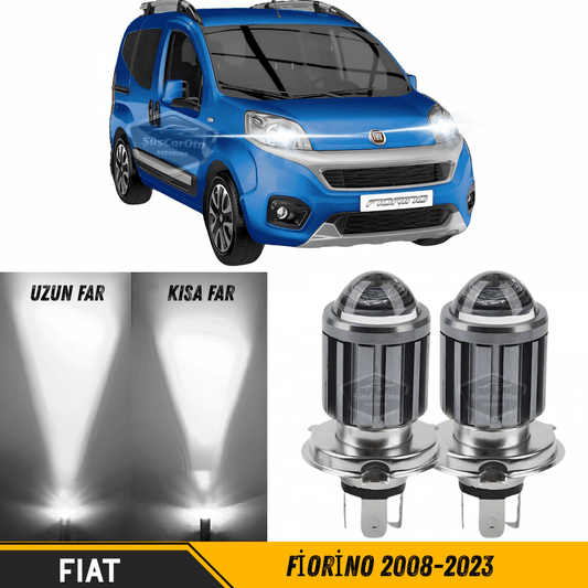 Fiat Fiorino 2008-2023 Uyumlu Mercekli Far Ampulü Led Xenon Beyaz Renk Far Şimşek Etkili CSP Led Lamba Uzun Kısa 2 Adet Takım