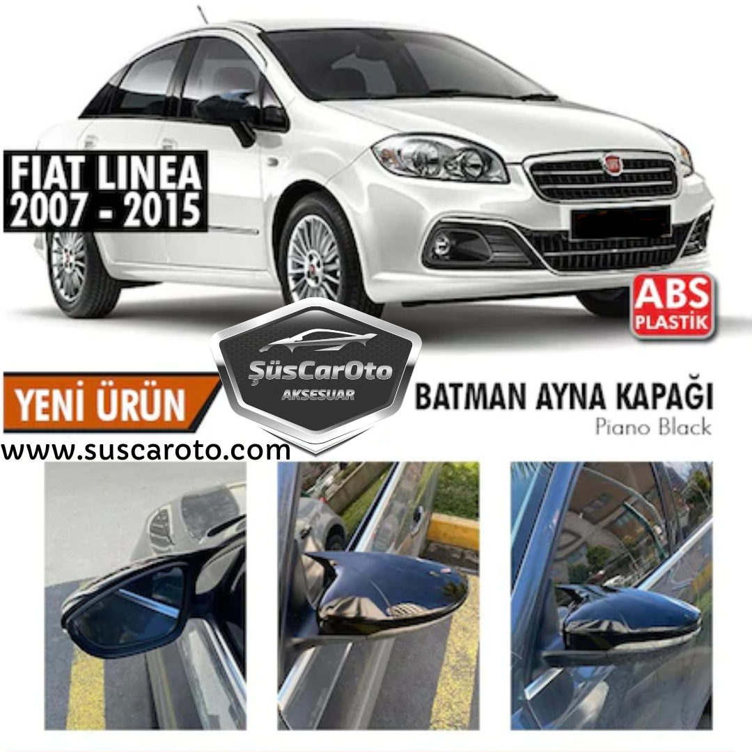 Fiat Linea 2007-2015 Cubre Espejo Murciélago Batman Negro Piano Plástico ABS