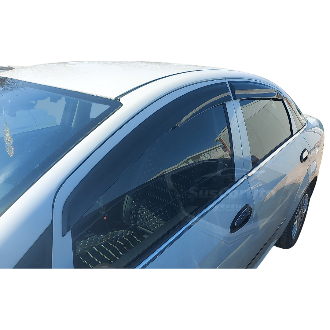 Set de deflectores de viento Mugen para Fiat Linea 2007-2015, color negro piano, 4 piezas, importado