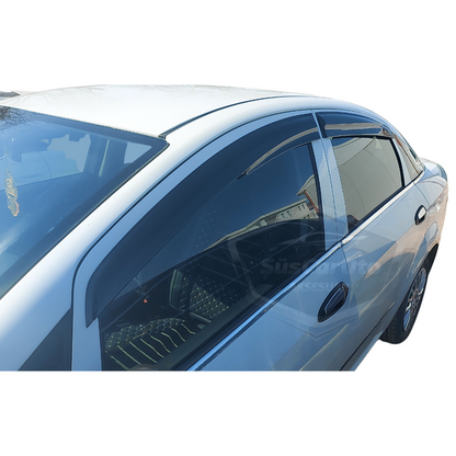 Set de deflectores de viento Mugen para Fiat Linea 2007-2015, color negro piano, 4 piezas, importado