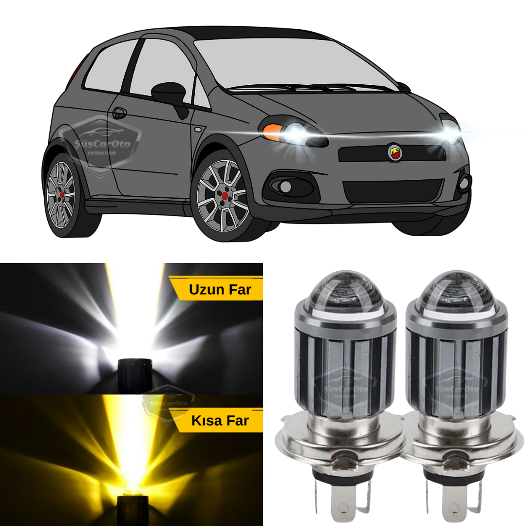 Fiat Punto 2006-2018 Bombilla de faro con lente compatible LED Xenón Bicolor Amarillo-Blanco Lámpara de faro con efecto estroboscópico CSP LED Luz de cruce y carretera 2 unidades