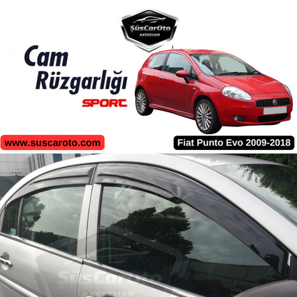 Set de deflectores de ventanilla Mugen Piano Black de 4 piezas, importados, compatibles con Fiat Punto 2009-2018