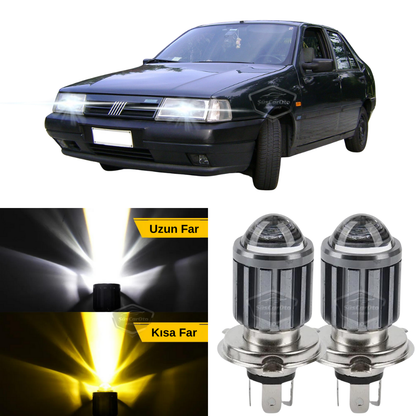Fiat Tempra 1990-1999 Bombilla de faro con lente compatible LED Xenon Bicolor Amarillo-Blanco Faro Efecto Estroboscópico Lámpara LED CSP Haces largos y cortos Juego de 2 unidades