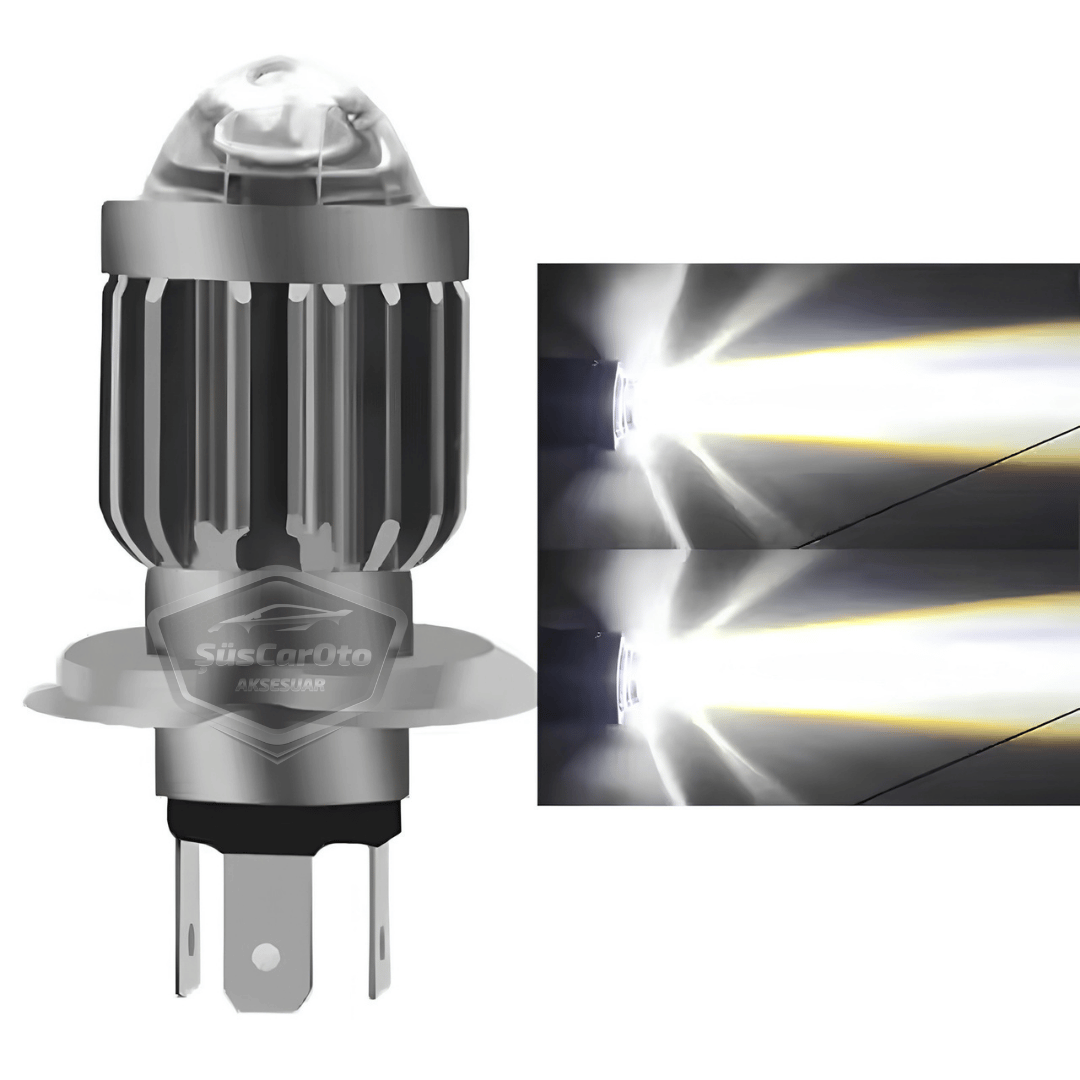 Fiat Tempra 1990-1999 Uyumlu Mercekli Far Ampulü Led Xenon Beyaz Renk Far Şimşek Etkili CSP Led Lamba Uzun Kısa 2 Adet Takım