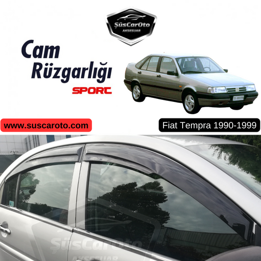 Fiat Tempra 1990-1999 compatible, deflectores de viento para ventanillas Mugen, juego de 4 piezas, negro piano, importado