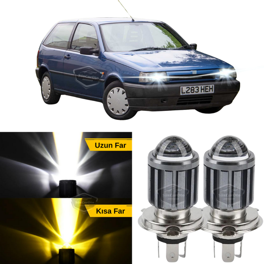 Fiat Tipo 1993-2000 Compatible Lente Faro Bombilla Led Xenón Bicolor Amarillo-Blanco Faro Efecto Estroboscópico CSP Led Lámpara Luces Largas y Cortas 2 Unidades Set