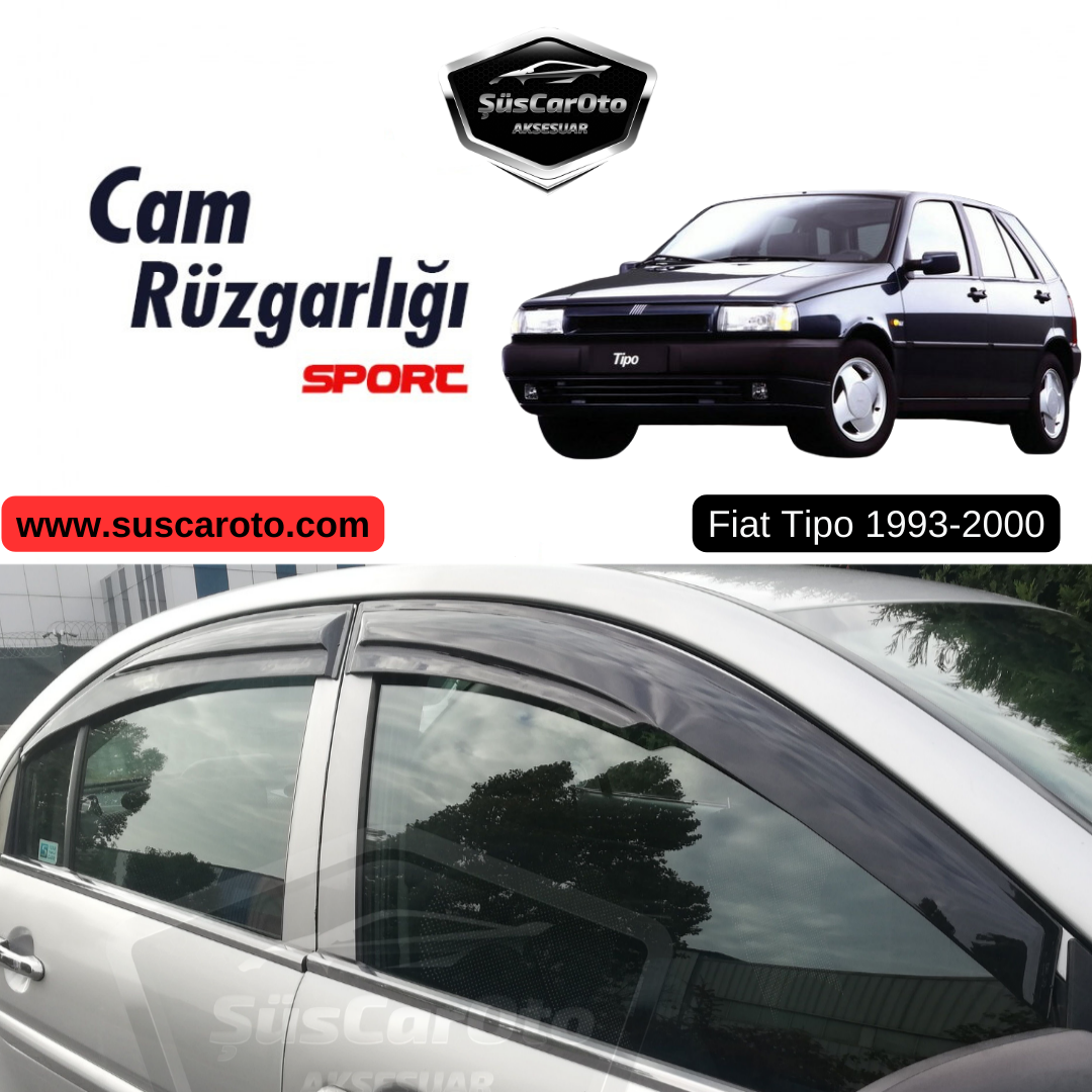 Fiat Tipo 1993-2000 Compatible Juego de deflectores de viento Mugen Piano Black 4 unidades Importado