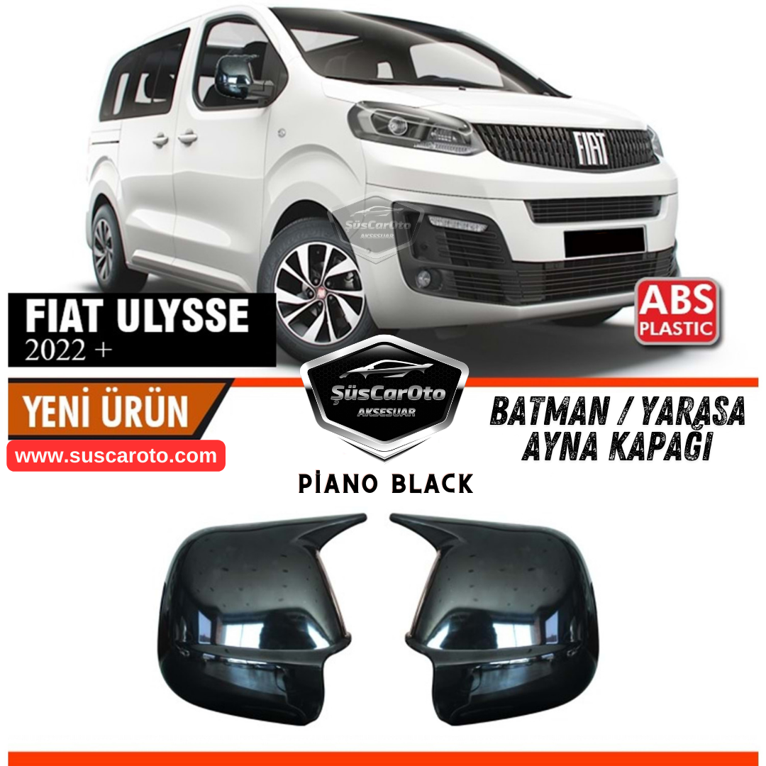 Juego de carcasas de retrovisor de murciélago Batman compatibles con Fiat Ulysse 2022 en adelante, plástico ABS negro piano, derecha e izquierda