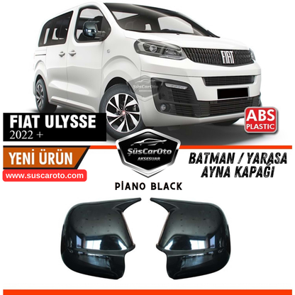 Juego de carcasas de retrovisor de murciélago Batman compatibles con Fiat Ulysse 2022 en adelante, plástico ABS negro piano, derecha e izquierda