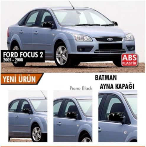 Ford Focus 2 2004-2008 Tapa de espejo de Batman, plástico ABS negro piano