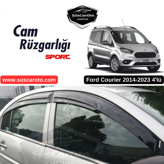 Juego de deflectores de ventanilla Mugen para Ford Courier 2014-2023, negro piano, 4 piezas, importado