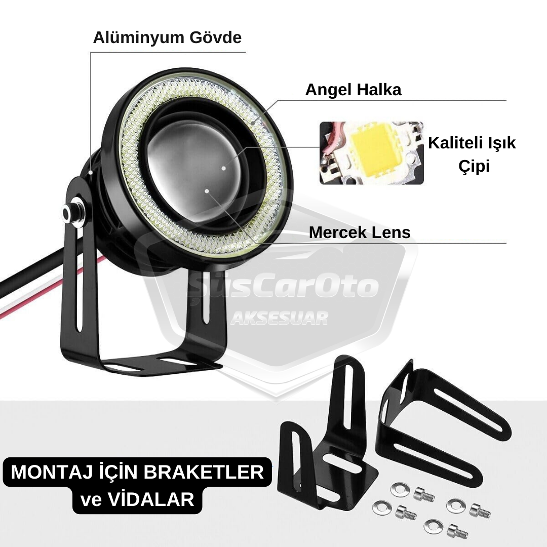 Ford Courier 2014-2023 Universal Lentes Angel Faros Antiniebla Metálicos Impermeables 76 mm con Anillo Amarillo Luz Diurna Angel Eyes 2 Piezas