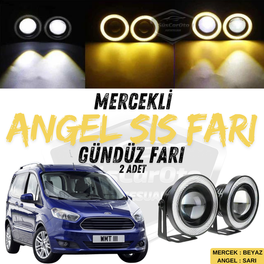 Ford Courier 2014-2023 Universal Lentes Angel Faros Antiniebla Metálicos Impermeables 76 mm con Anillo Amarillo Luz Diurna Angel Eyes 2 Piezas