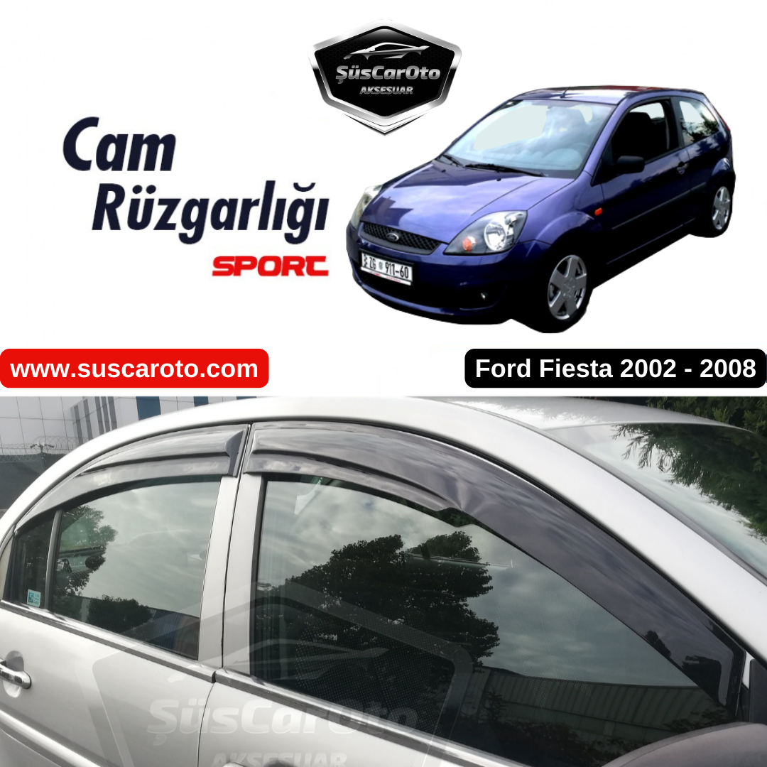 Set de deflectores de ventanilla Mugen para Ford Fiesta 2002-2008, color negro piano, 4 piezas, importado