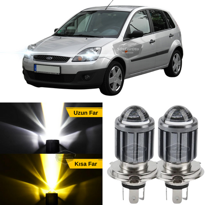 Ford Fiesta 2002-2008 Compatible Lente Bombilla LED Xenon Doble Color Amarillo-Blanco Faro Efecto Estroboscópico CSP Lámpara LED Luces Largas y Cortas 2 Unidades Set