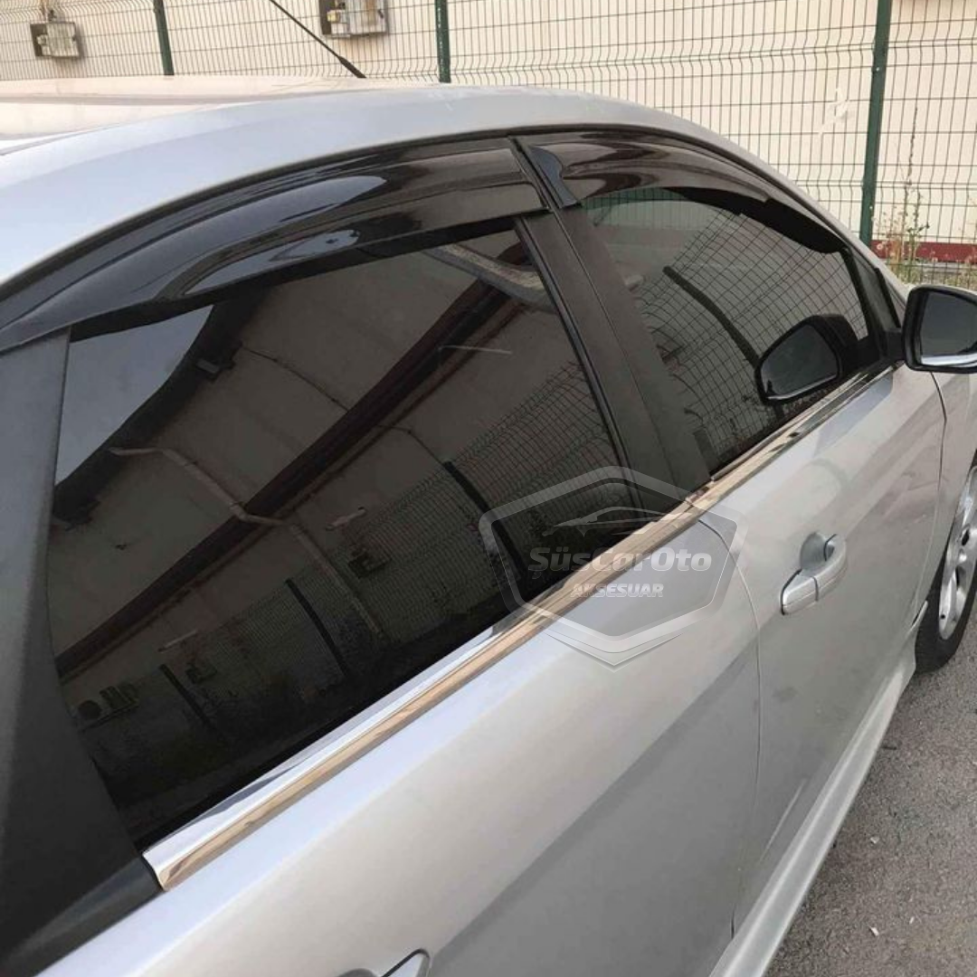 Deflectores de viento para Ford Focus 1 Sedán 1998-2004 Mugen Piano Black 4 piezas, importado