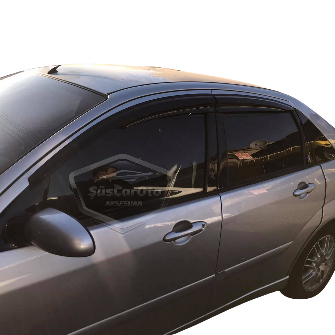 Deflectores de viento para Ford Focus 1 Sedán 1998-2004 Mugen Piano Black 4 piezas, importado