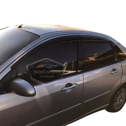 Deflectores de viento para Ford Focus 1 Sedán 1998-2004 Mugen Piano Black 4 piezas, importado