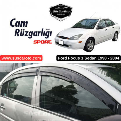 Deflectores de viento para Ford Focus 1 Sedán 1998-2004 Mugen Piano Black 4 piezas, importado