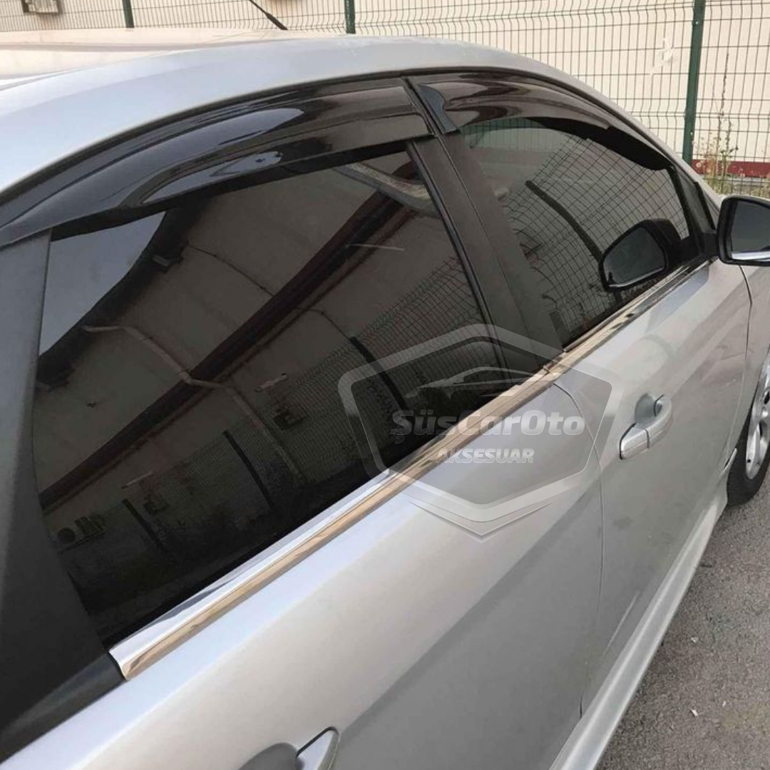 Juego de deflectores de viento para ventanillas Ford Focus 2 - 2.5 Sedán 2004-2011 Mugen Piano Black, 4 unidades, importado