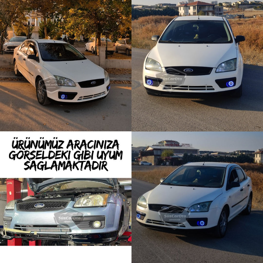 Ford Focus 2 2004-2008 compatible faros antiniebla universales Angel Eyes con lente de metal impermeable 76 mm halo azul luz diurna Angel Eyes 2 unidades