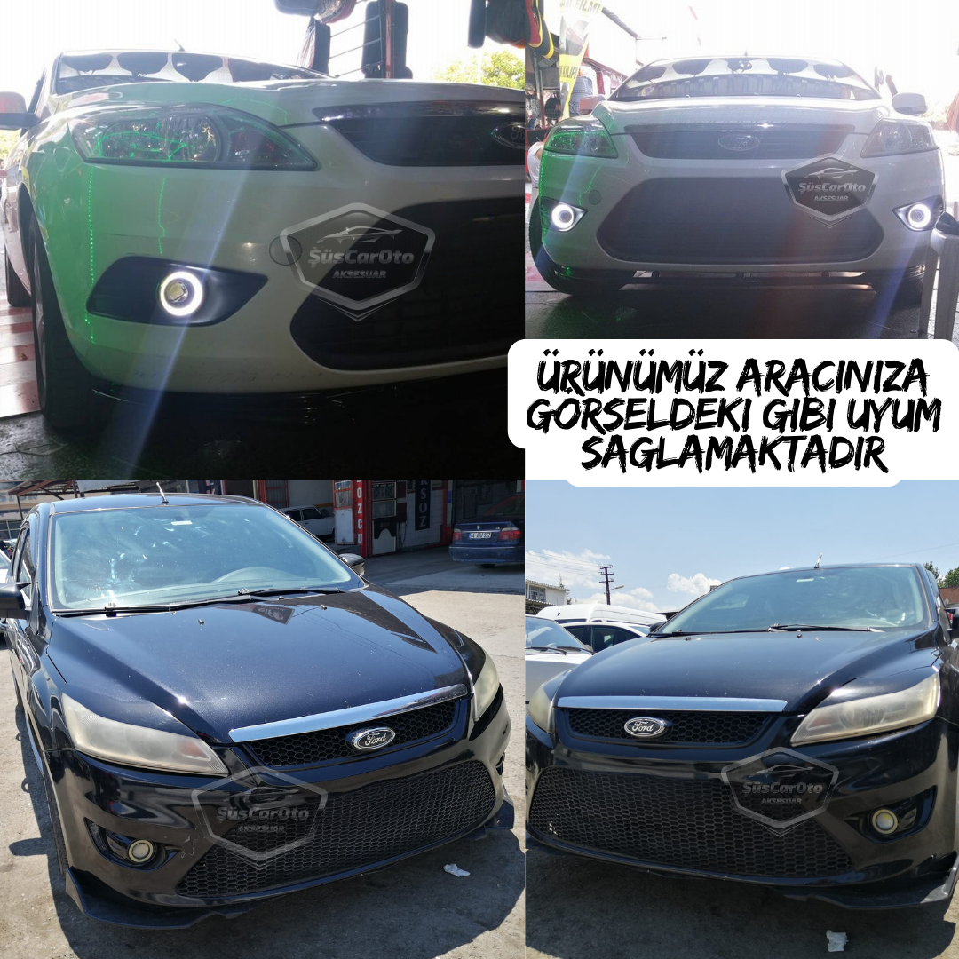 Ford Focus 2.5 2009-2011 Antinieblas Universales Angel Eye 76mm con Lupa, Carcasa Metálica, Resistente al Agua, Anillo Azul Hielo, Luz Diurna, 2 Unidades