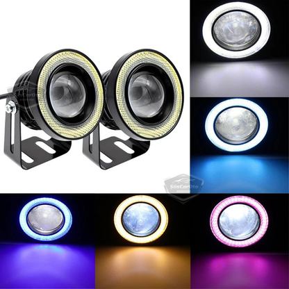 Ford Focus 3 2011-2014 Faros antiniebla universales Angel Eye con lente, impermeables, metálicos, 76 mm, halo naranja, 2 unidades