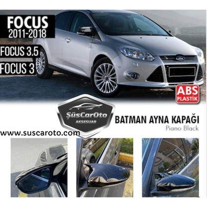 Ford Focus 3 3.5 2011-2018 Carcasa de retrovisor Batman Bat Negro Piano ABS Plástico