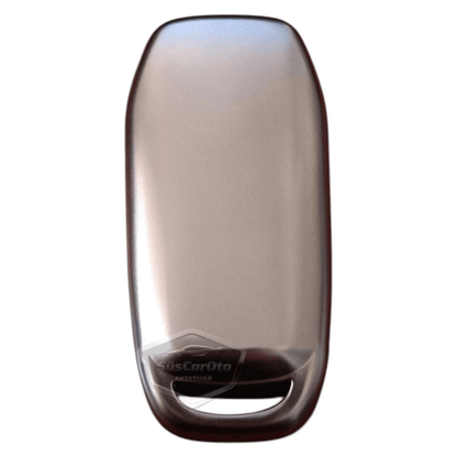 Funda de silicona para llave Ford Focus Fiesta Kuga Mondeo Puma Ranger Ecosport Bmax Cmax Smax plegable, carcasa para llave de coche, llavero amortiguador, gris titanio oscuro PNT117