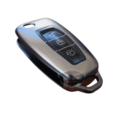 Funda de llave de silicona para Ford Focus, Fiesta, Kuga, Mondeo, Transit, Tourneo, Ranger, Galaxy, Cmax, Smax, con llave plegable, carcasa para llave de coche, llavero amortiguador, gris titanio oscuro PNT116