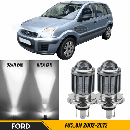 Ford Fusion 2002-2012 Uyumlu Mercekli Far Ampulü Led Xenon Beyaz Renk Far Şimşek Etkili CSP Led Lamba Uzun Kısa 2 Adet Takım