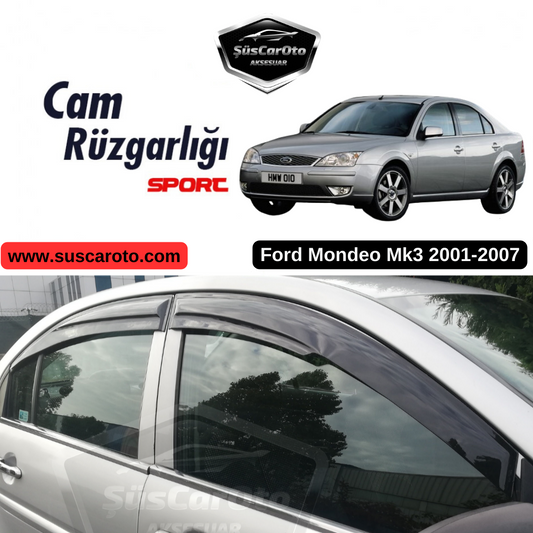 Juego de deflectores de viento Mugen para ventanillas Ford Mondeo Mk3 2001-2007, Piano Black, 4 unidades, importado