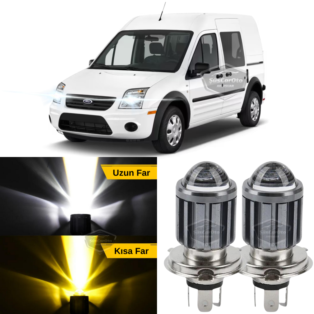 Ford Transit Connect 2002-2013 Compatible Lente Faro Bombilla Led Xenon Doble Color Amarillo-Blanco Faro Efecto Flash CSP Led Lámpara Larga Corta 2 Piezas Juego