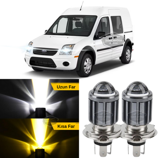 Ford Transit Connect 2002-2013 Compatible Lente Faro Bombilla Led Xenon Doble Color Amarillo-Blanco Faro Efecto Flash CSP Led Lámpara Larga Corta 2 Piezas Juego