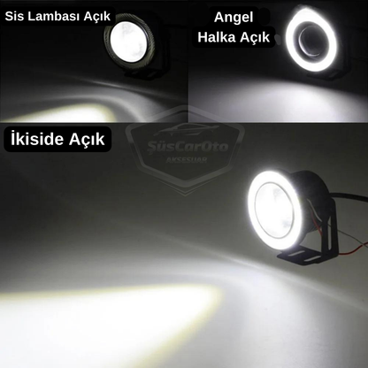 Ford Transit Connect 2002-2013 Compatible Antiniebla Universal Lente Angel Eye Metal Impermeable 76 mm con Anillo Blanco Luz Diurna Angel Eyes 2 Unidades