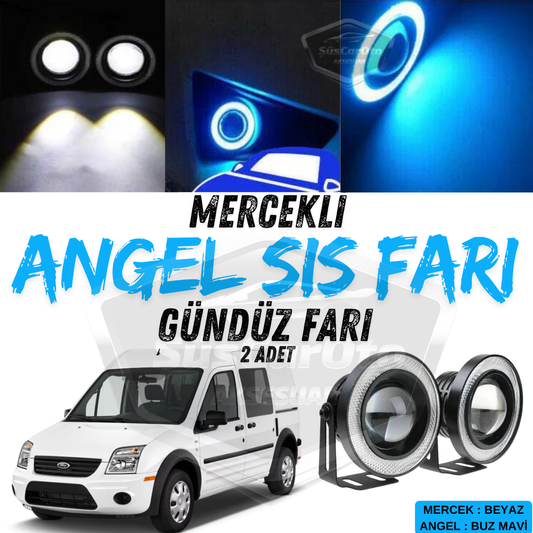 Ford Transit Connect 2002-2013 Compatible Universal Lente Proyector Niebla Faro Metal Impermeable 76 mm Azul Hielo Anillo Luz Diurna Angel Eyes 2 Piezas