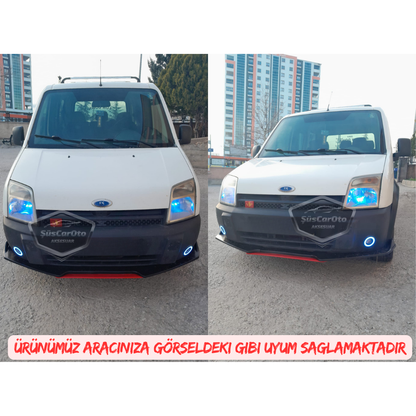 Ford Transit Connect 2002-2013 Compatible Universal Lente Proyector Niebla Faro Metal Impermeable 76 mm Azul Hielo Anillo Luz Diurna Angel Eyes 2 Piezas