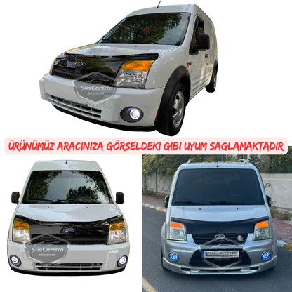 2 faros antiniebla universales Angel Eye con lente de metal a prueba de agua de 76 mm con aro amarillo y luz diurna, compatibles con Ford Transit Connect 2002-2013