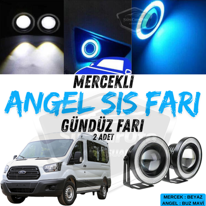 Ford Transit Todos los modelos compatibles Lente universal Faros antiniebla Angel Ojos de ángel Metálicos Impermeables 76 mm Luz diurna azul hielo con anillo Angel Eyes 2 piezas