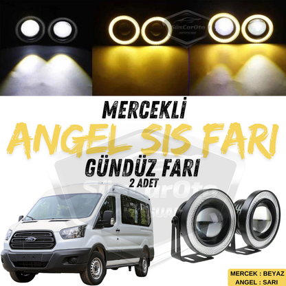 Ford Transit Todos los Modelos Compatibles Universal Lente Ángel Luz Antiniebla Metálica Impermeable 76 mm Anillo Amarillo Luz Diurna Angel Eyes 2 Piezas
