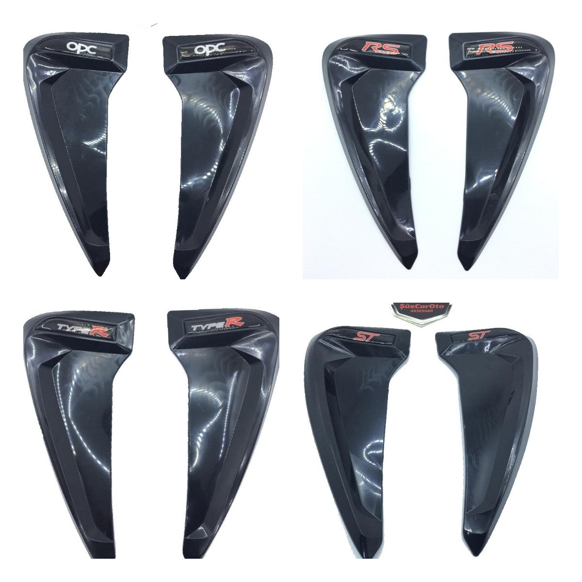 Rejilla de ventilación de guardabarros flexible Piano Black con logotipo personalizado para vehículo, izquierda y derecha, 2 unidades